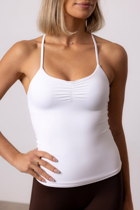 Front Scrunch Tank White